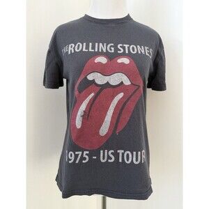 THE ROLLING STONES 1975 US Tour Retro Tongue Logo T-SHIRT XS Keith Richards